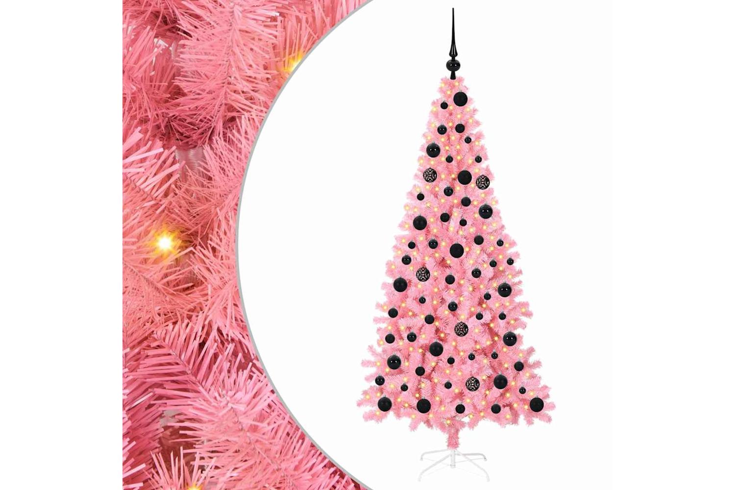 Vidaxl Christmas Tree With 300 Leds With Stand Pink 180 Cm Pvc