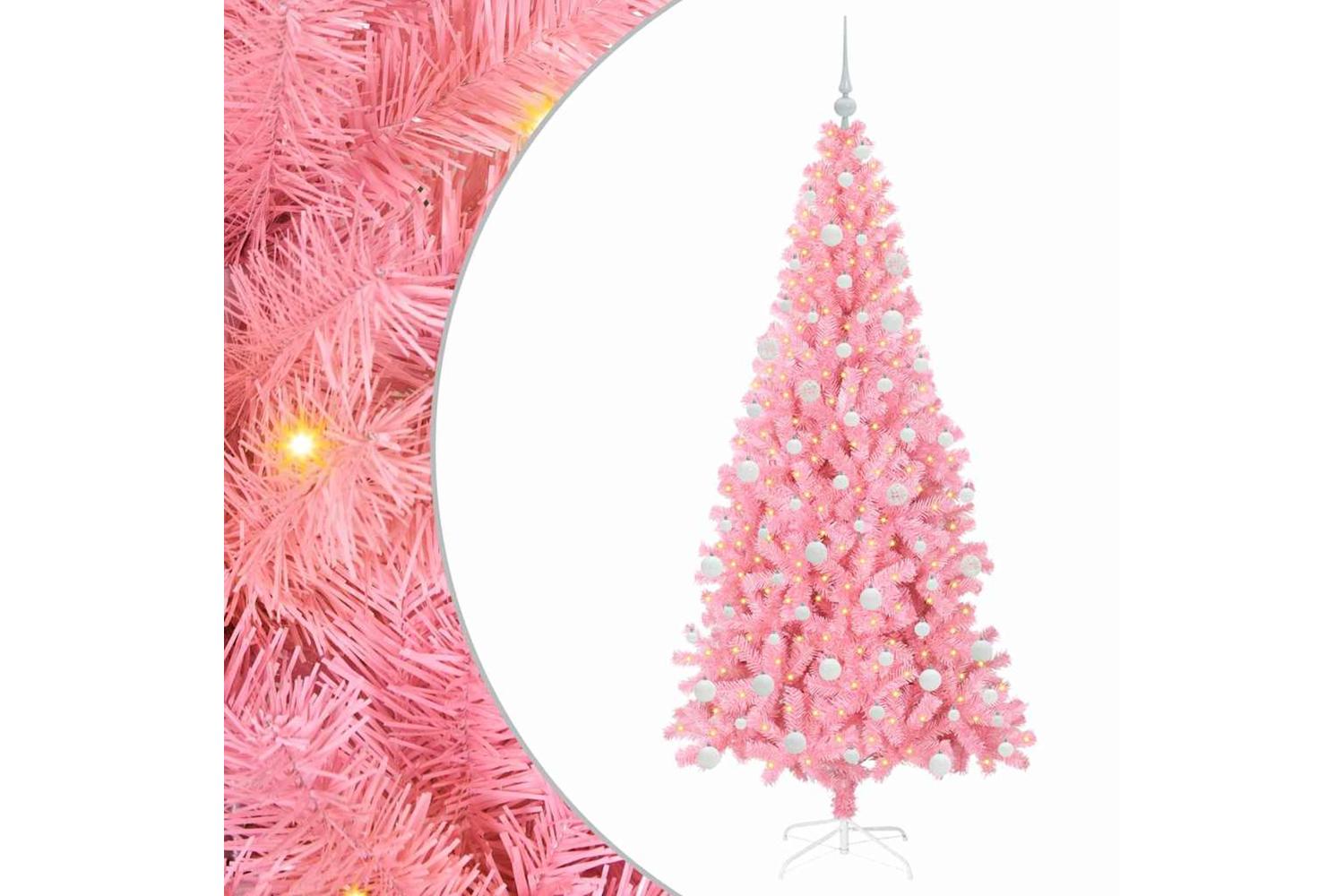 Vidaxl Christmas Tree With 300 Leds With Stand Pink 180 Cm Pvc