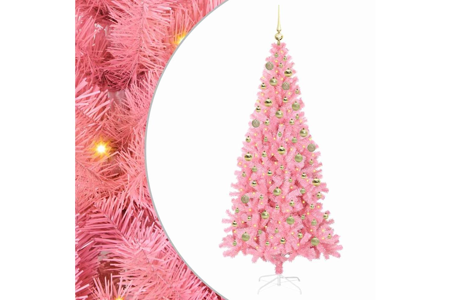 Vidaxl Christmas Tree With 300 Leds With Stand Pink 180 Cm Pvc