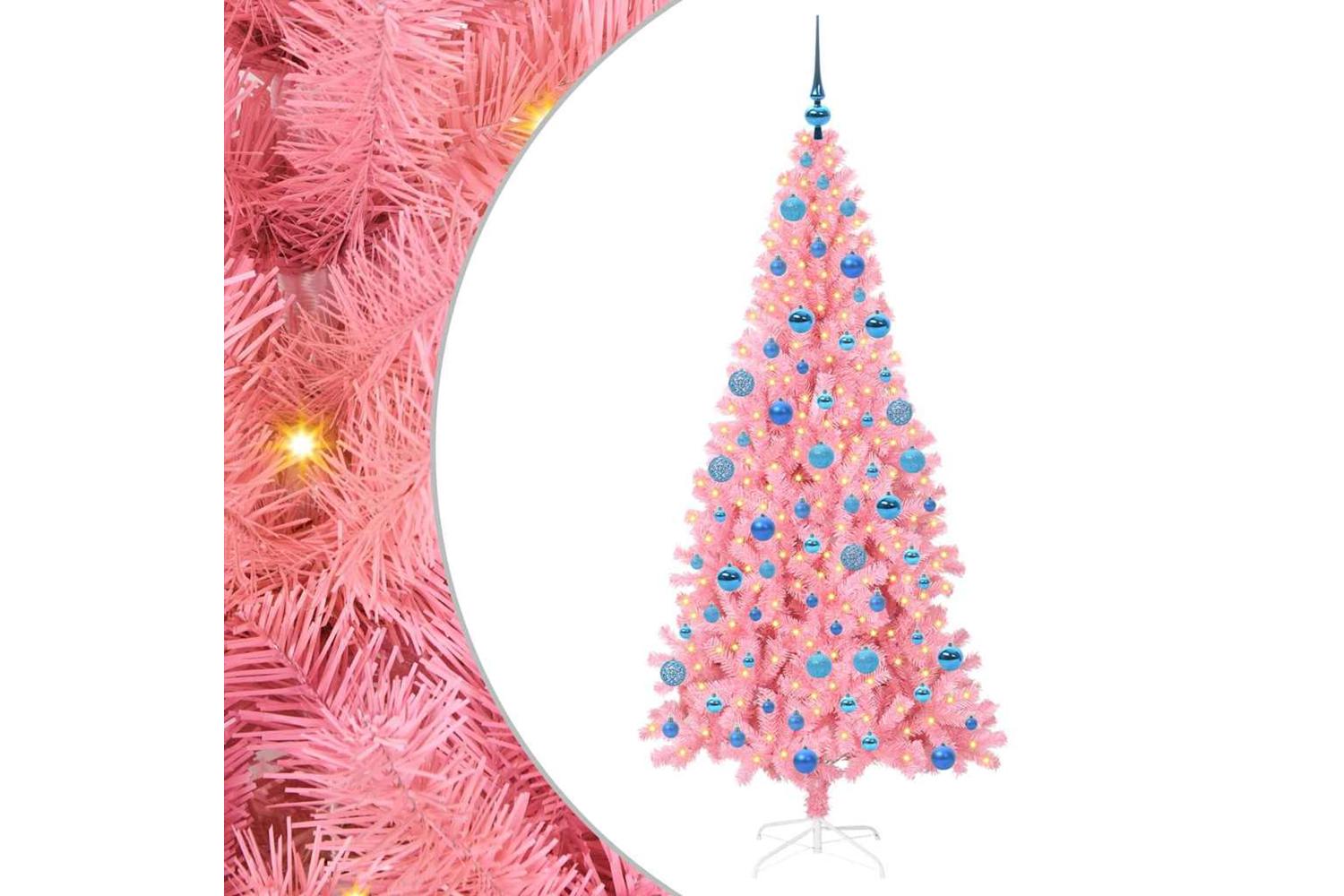 Vidaxl Christmas Tree With 300 Leds With Stand Pink 180 Cm Pvc