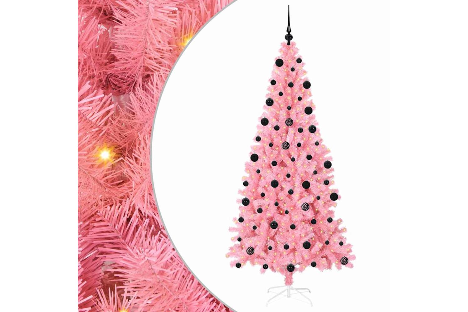 Vidaxl Christmas Tree With 300 Leds With Stand Pink 210 Cm Pvc