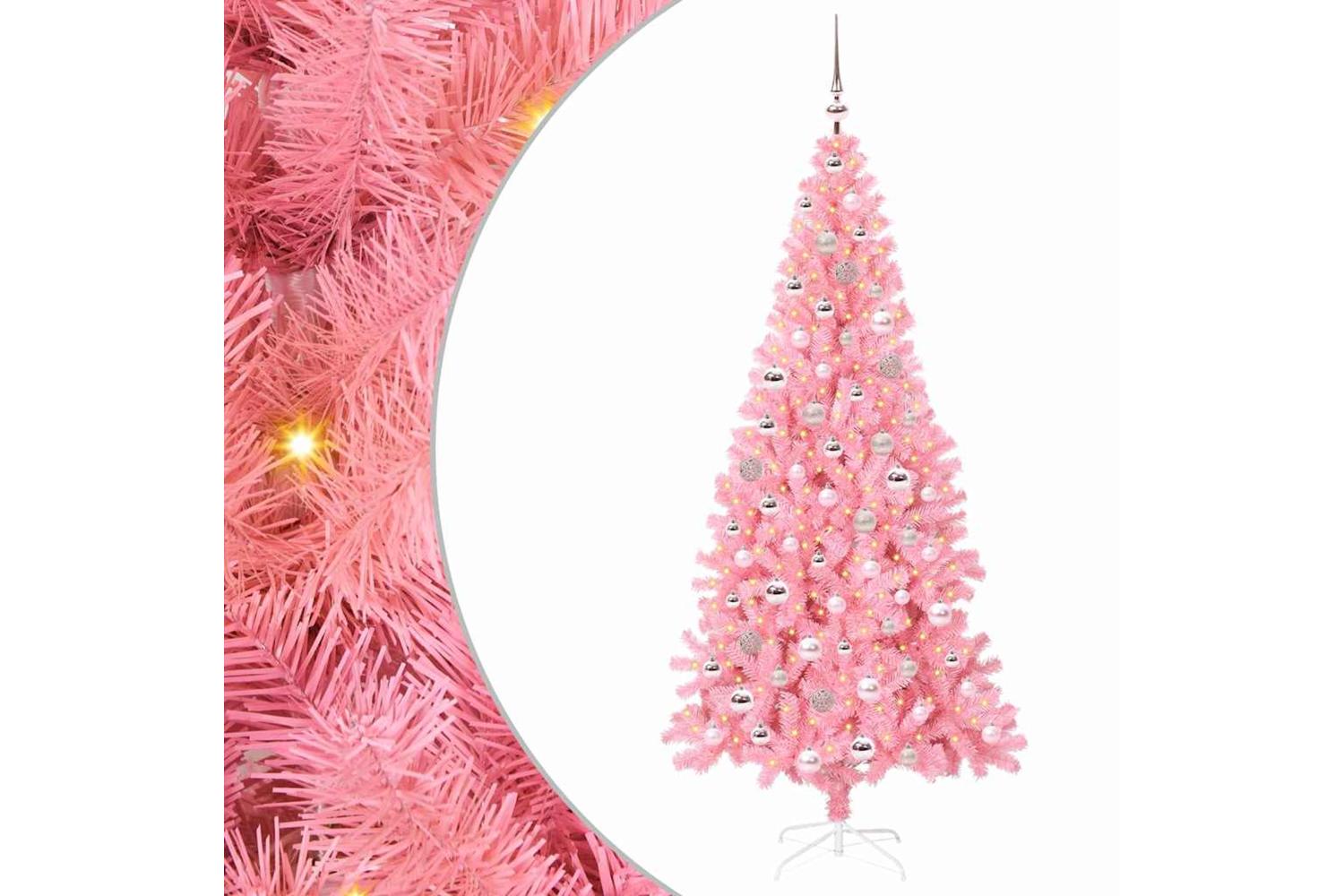 Vidaxl Christmas Tree With 300 Leds With Stand Pink 210 Cm Pvc