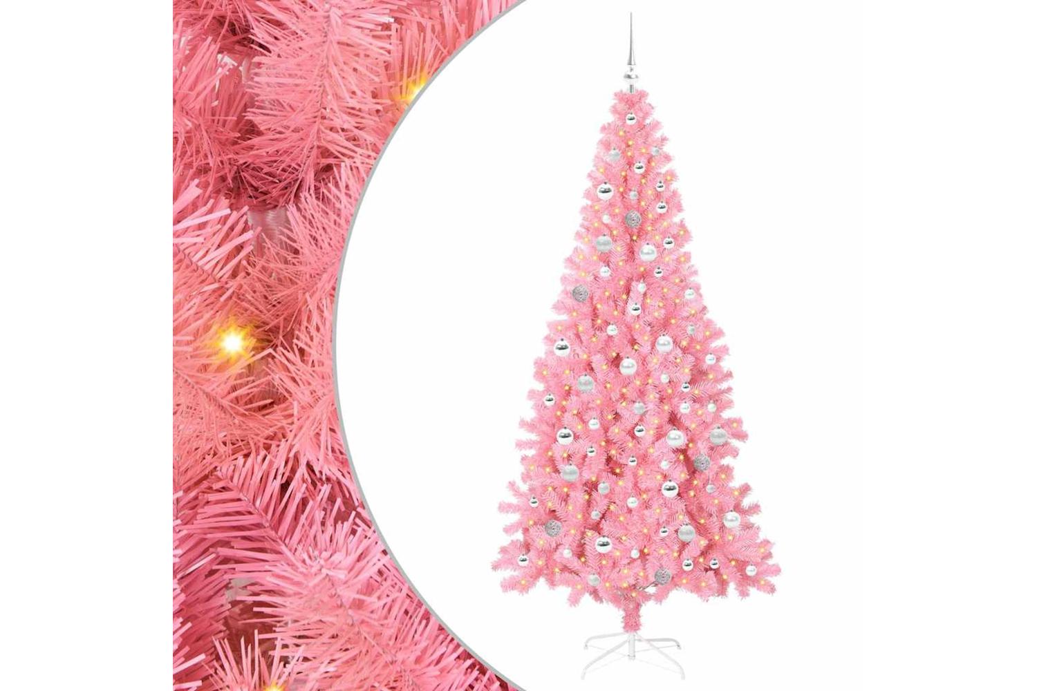 Vidaxl Christmas Tree With 300 Leds With Stand Pink 210 Cm Pvc