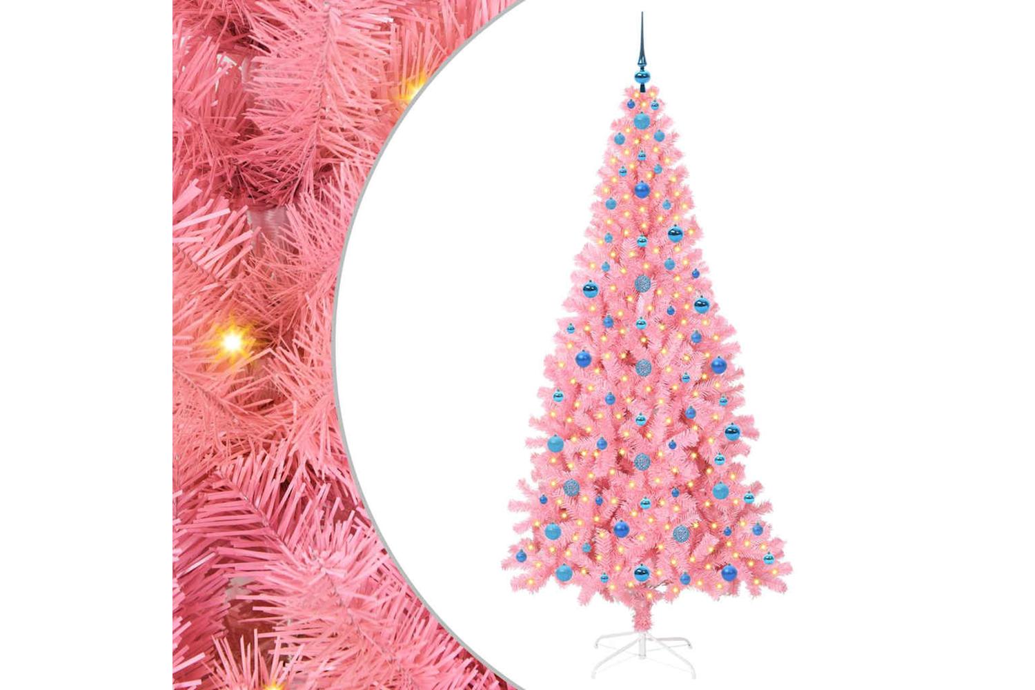 Vidaxl Christmas Tree With 300 Leds With Stand Pink 210 Cm Pvc