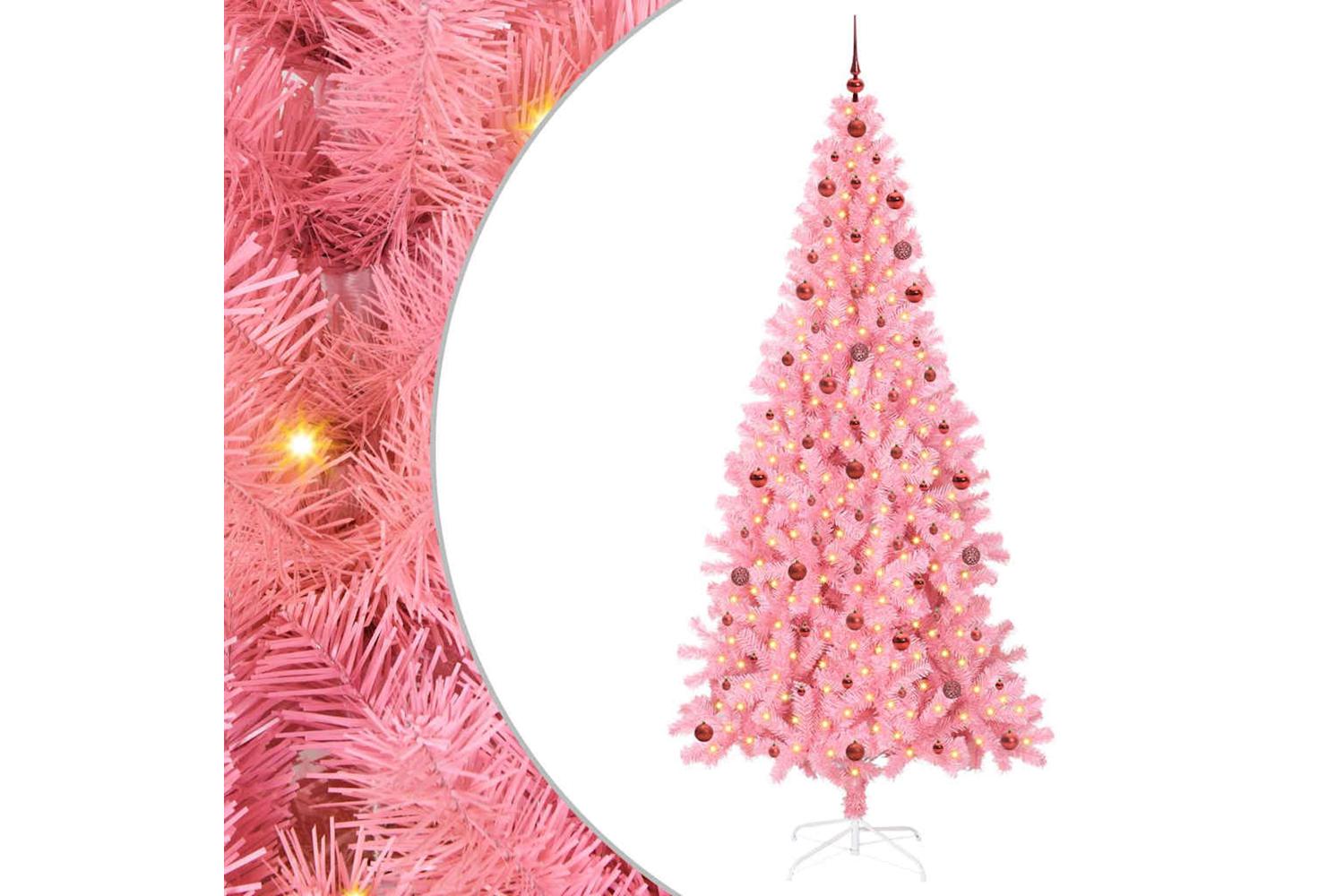 Vidaxl Christmas Tree With 300 Leds With Stand Pink 240 Cm Pvc
