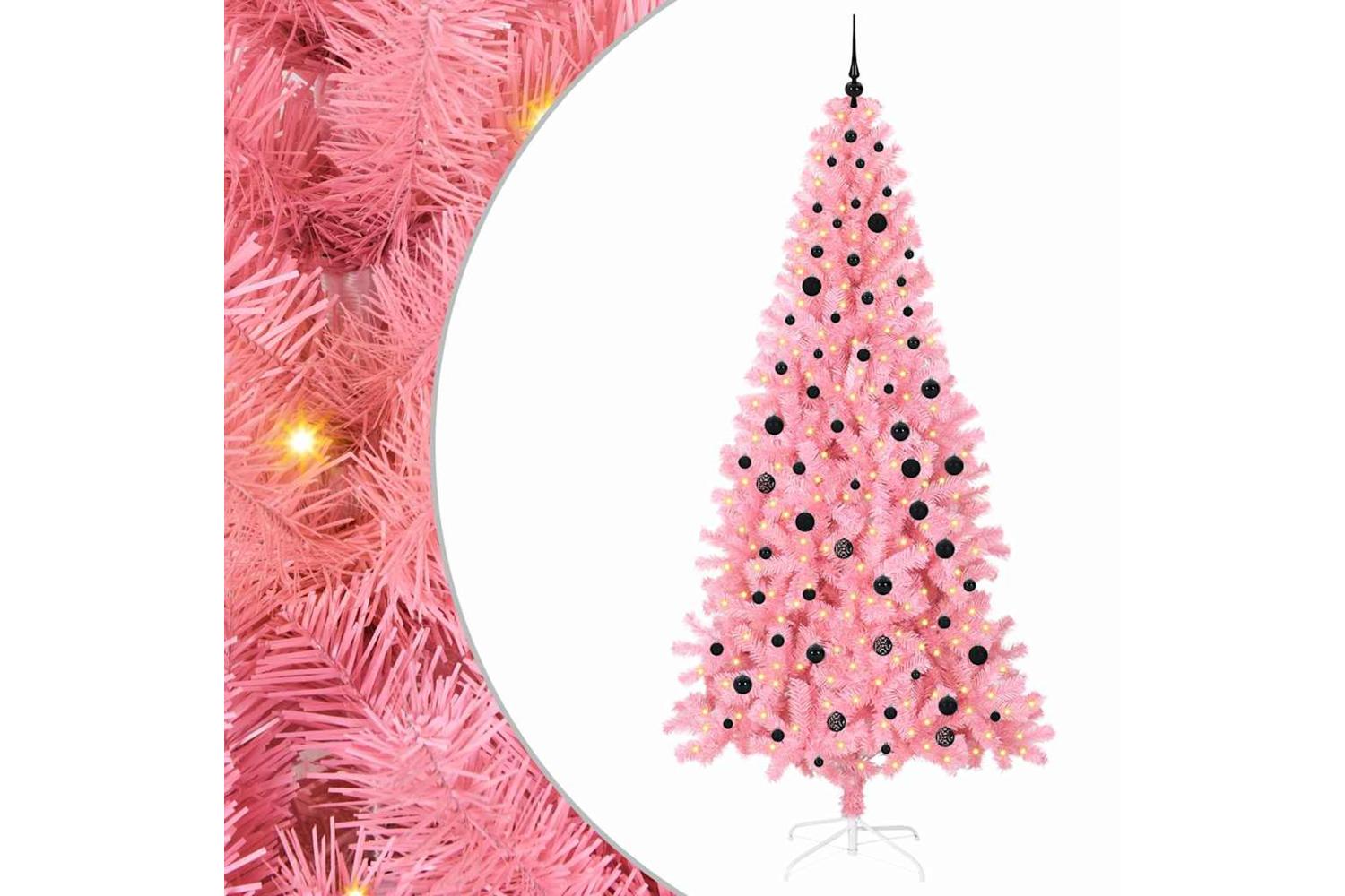 Vidaxl Christmas Tree With 300 Leds With Stand Pink 240 Cm Pvc