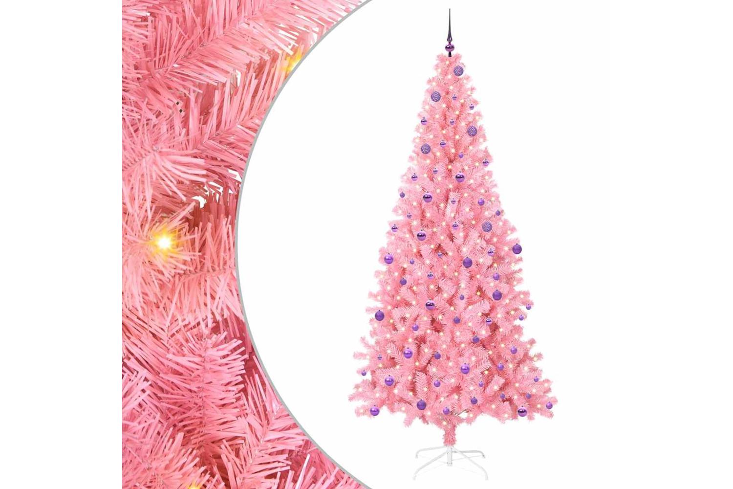 Vidaxl Christmas Tree With 300 Leds With Stand Pink 240 Cm Pvc