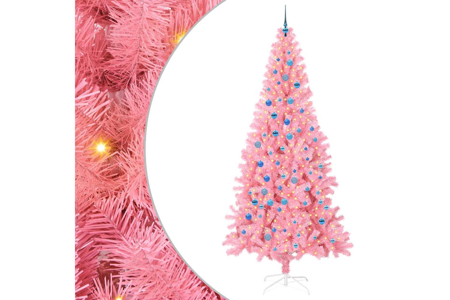 Vidaxl Christmas Tree With 300 Leds With Stand Pink 240 Cm Pvc
