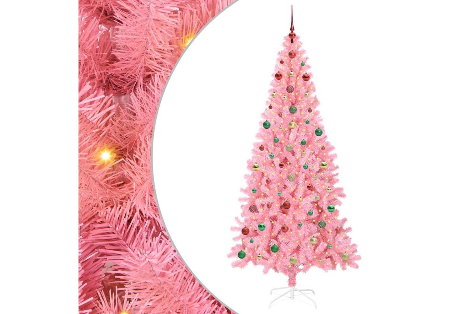Vidaxl Christmas Tree With 300 Leds With Stand Pink 240 Cm Pvc