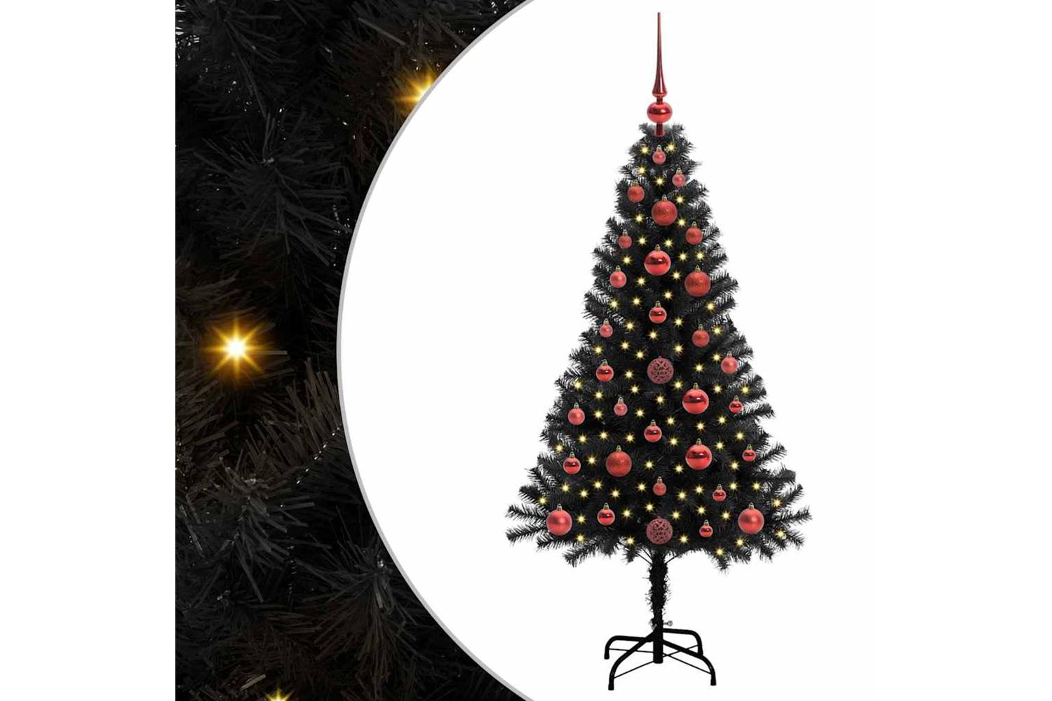 Vidaxl Christmas Tree With 150 Leds With Stand Black 120 Cm Pvc