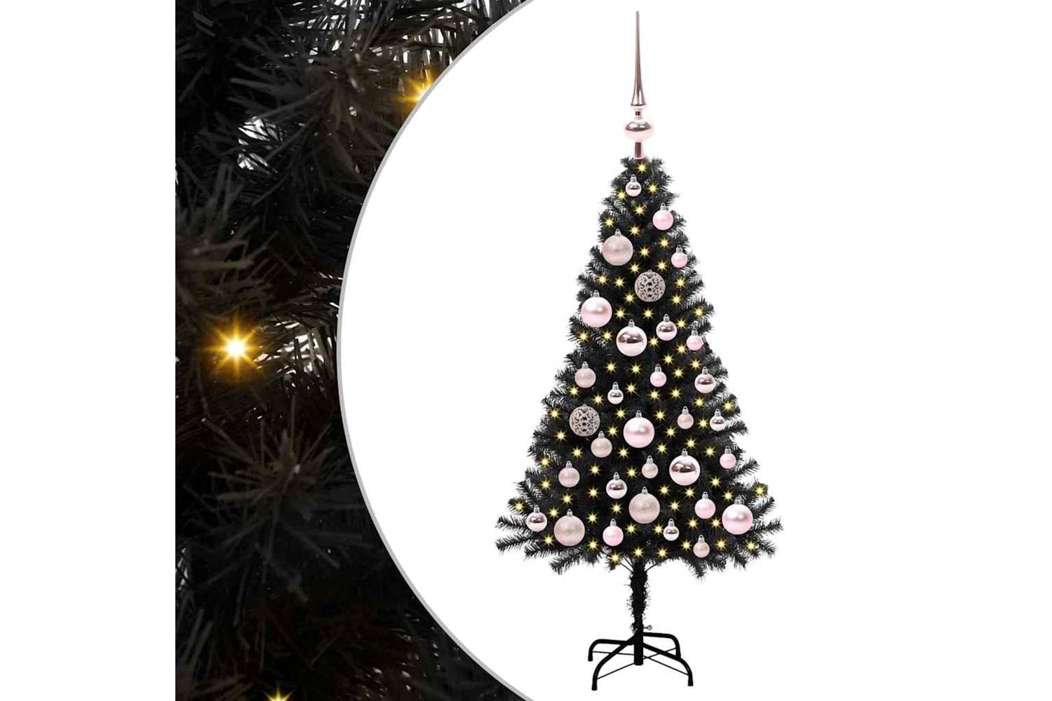 Vidaxl Christmas Tree With 150 Leds With Stand Black 120 Cm Pvc