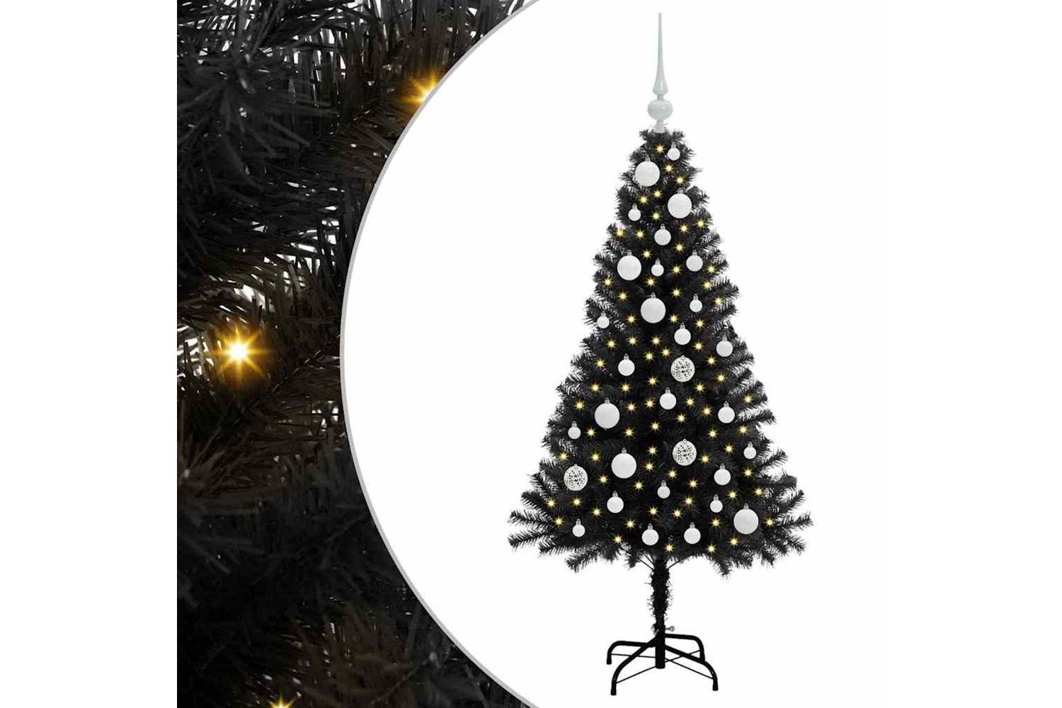 Vidaxl Christmas Tree With 150 Leds With Stand Black 120 Cm Pvc