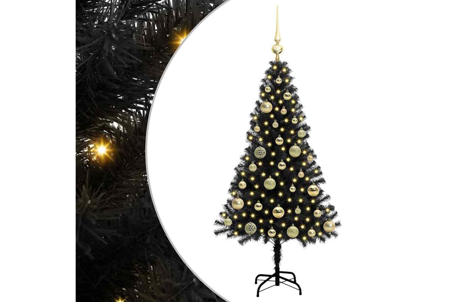 Vidaxl Christmas Tree With 150 Leds With Stand Black 120 Cm Pvc