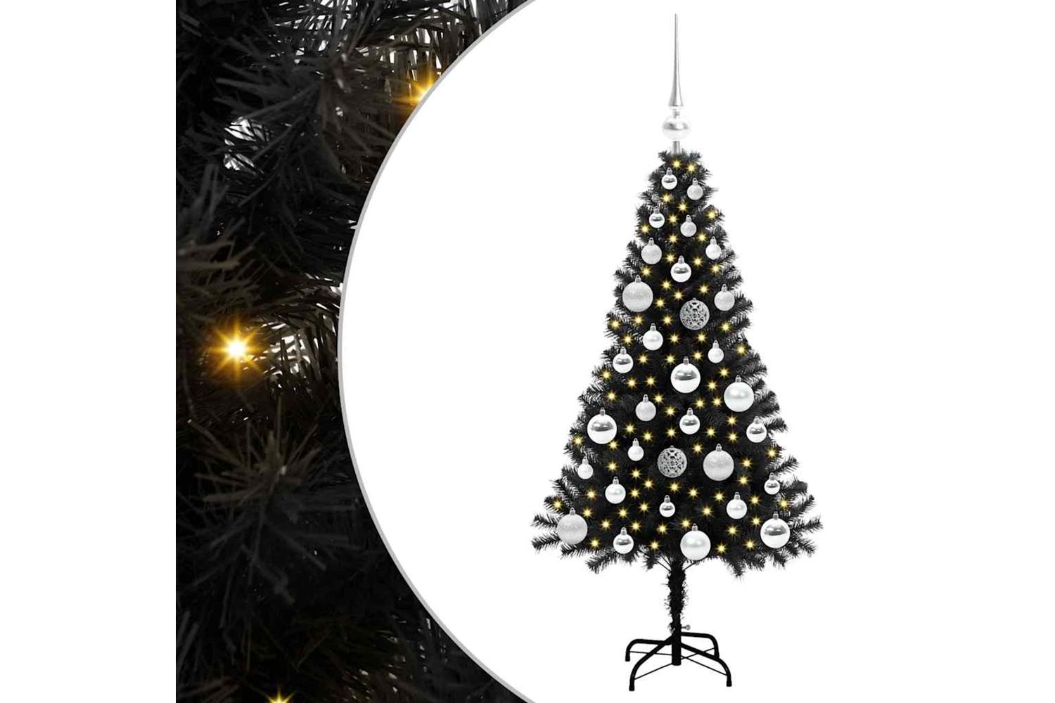 Vidaxl Christmas Tree With 150 Leds With Stand Black 120 Cm Pvc