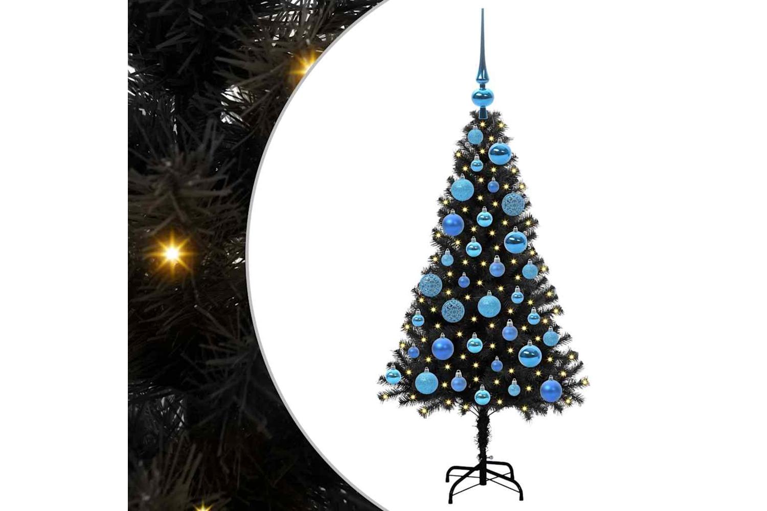 Vidaxl Christmas Tree With 150 Leds With Stand Black 120 Cm Pvc