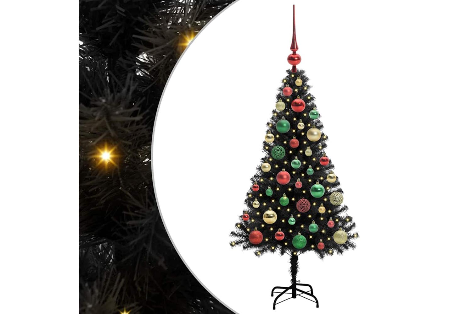 Vidaxl Christmas Tree With 150 Leds With Stand Black 120 Cm Pvc