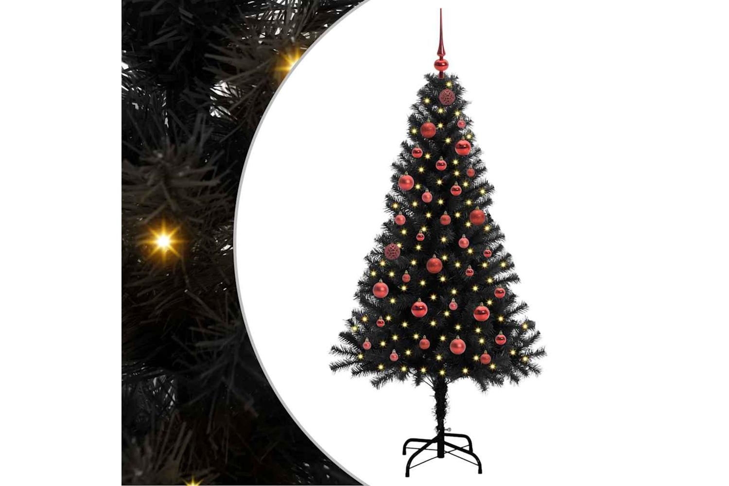 Vidaxl Christmas Tree With 150 Leds With Stand Black 150 Cm Pvc
