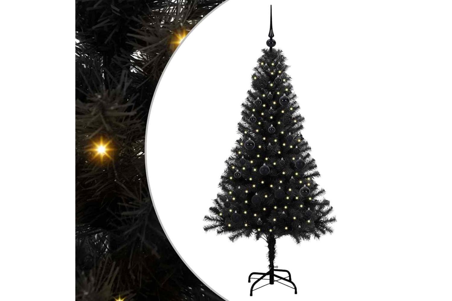 Vidaxl Christmas Tree With 150 Leds With Stand Black 150 Cm Pvc
