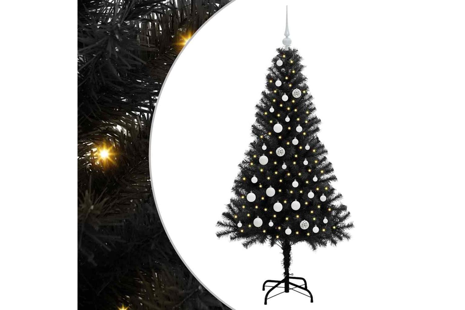 Vidaxl Christmas Tree With 150 Leds With Stand Black 150 Cm Pvc