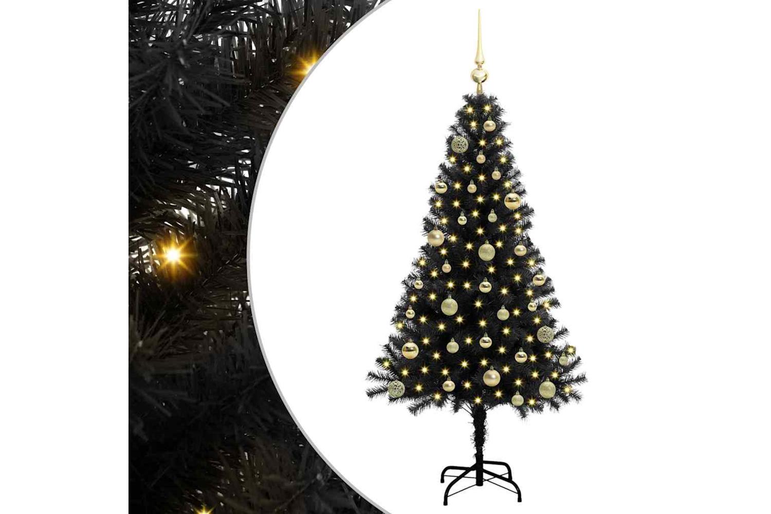 Vidaxl Christmas Tree With 150 Leds With Stand Black 150 Cm Pvc