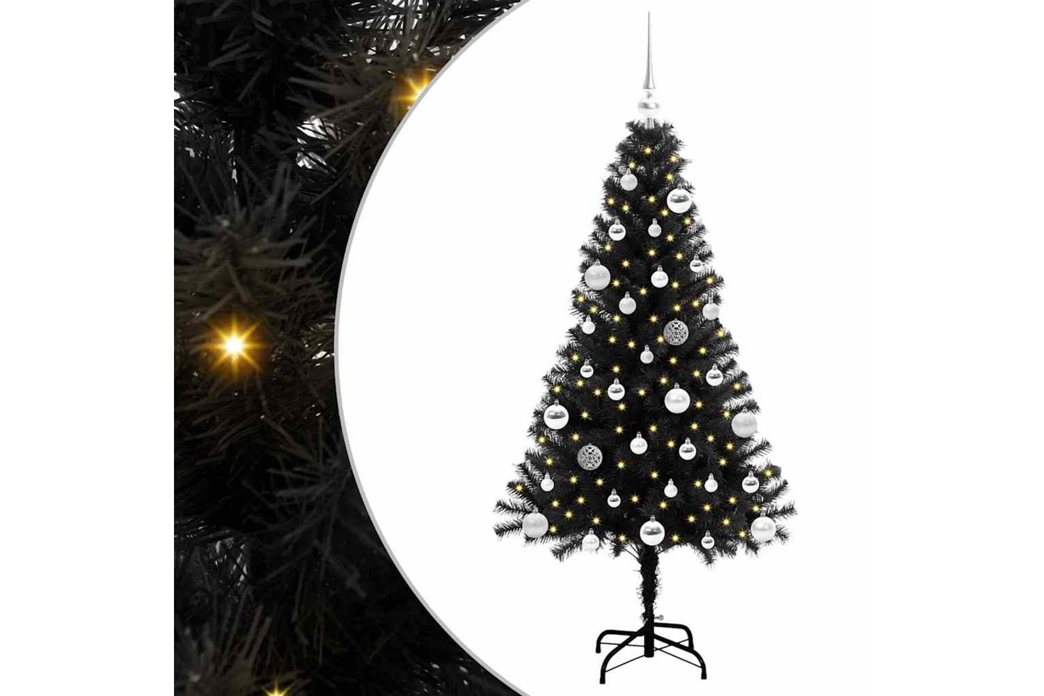 Vidaxl Christmas Tree With 150 Leds With Stand Black 150 Cm Pvc