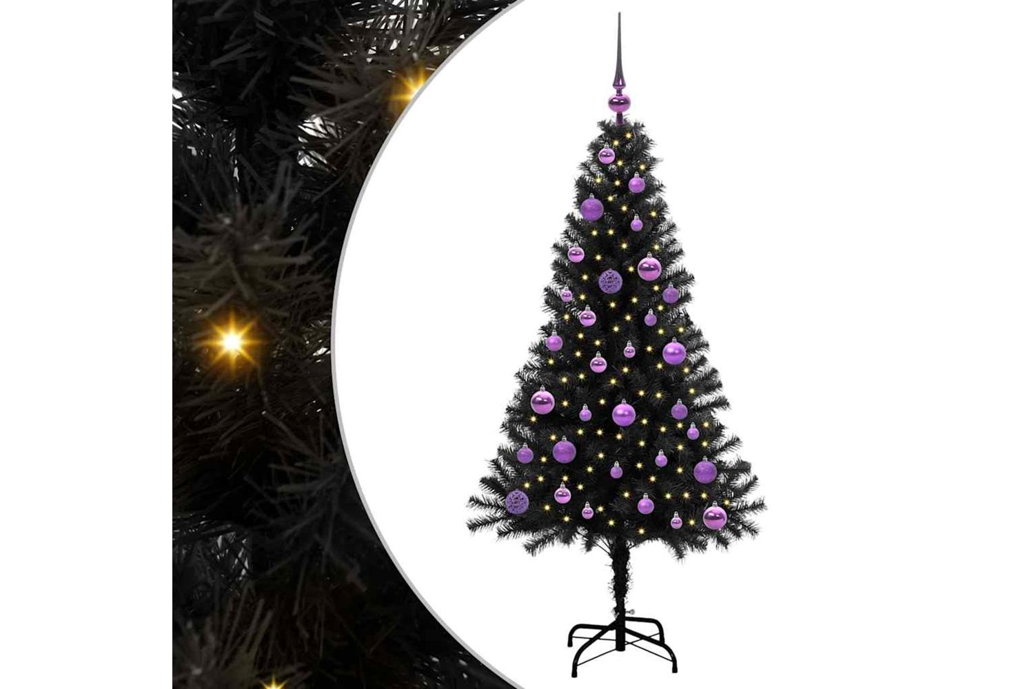 Vidaxl Christmas Tree With 150 Leds With Stand Black 150 Cm Pvc