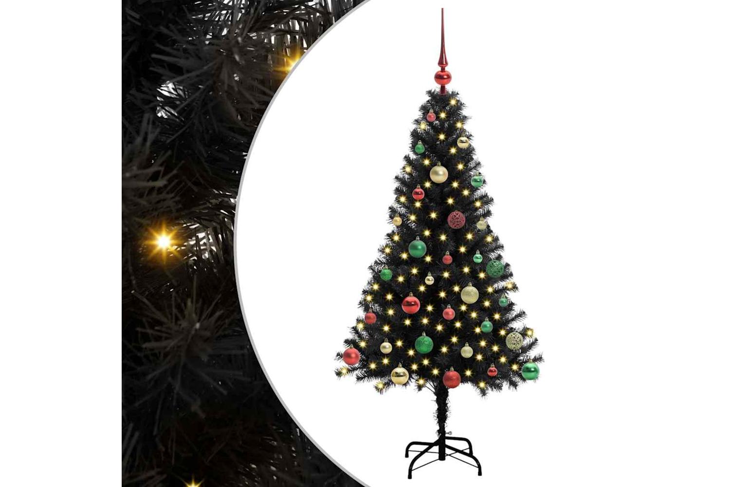 Vidaxl Christmas Tree With 150 Leds With Stand Black 150 Cm Pvc