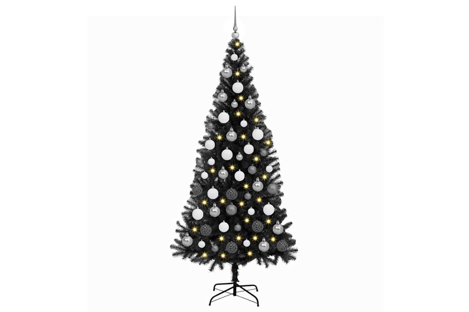 Vidaxl Christmas Tree With 300 Leds With Stand Black 180 Cm Pvc