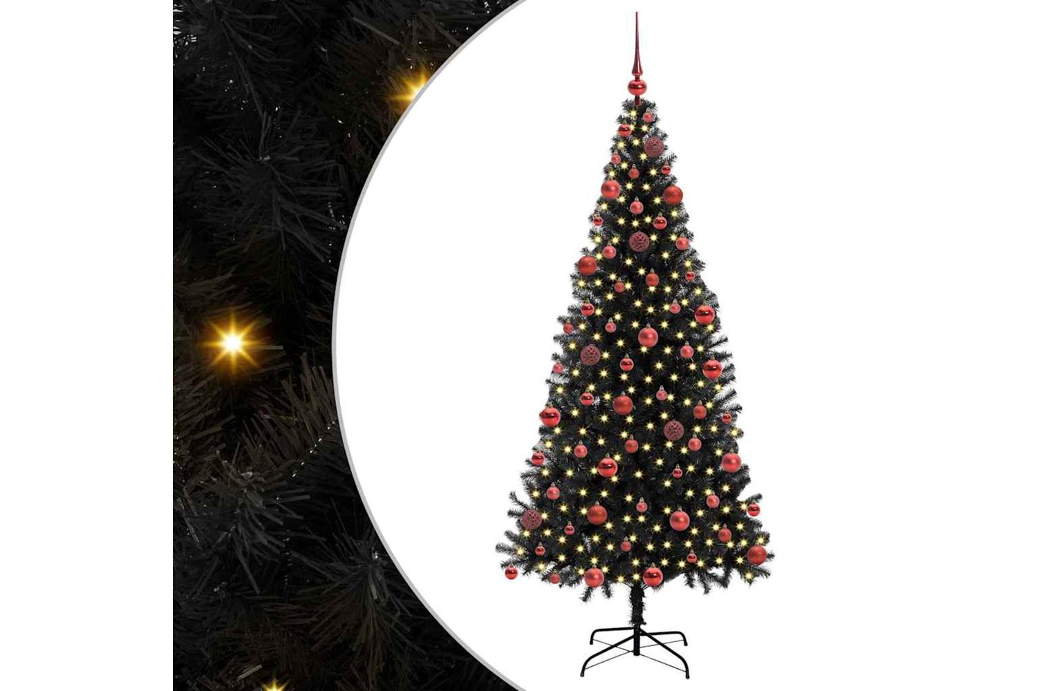 Vidaxl Christmas Tree With 300 Leds With Stand Black 180 Cm Pvc