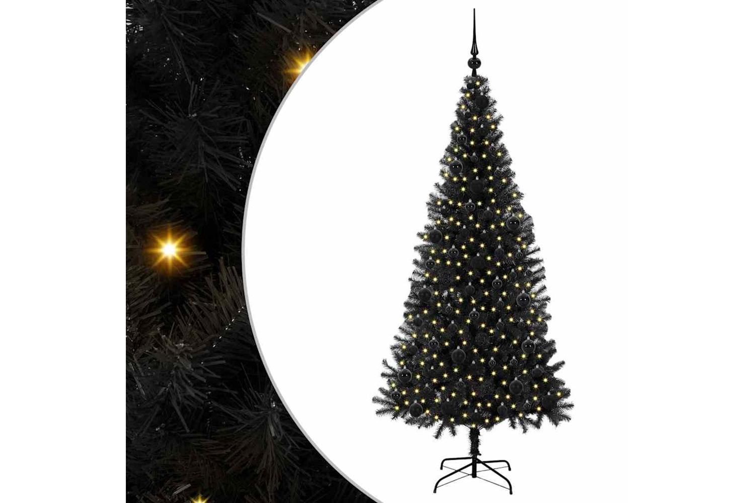 Vidaxl Christmas Tree With 300 Leds With Stand Black 180 Cm Pvc