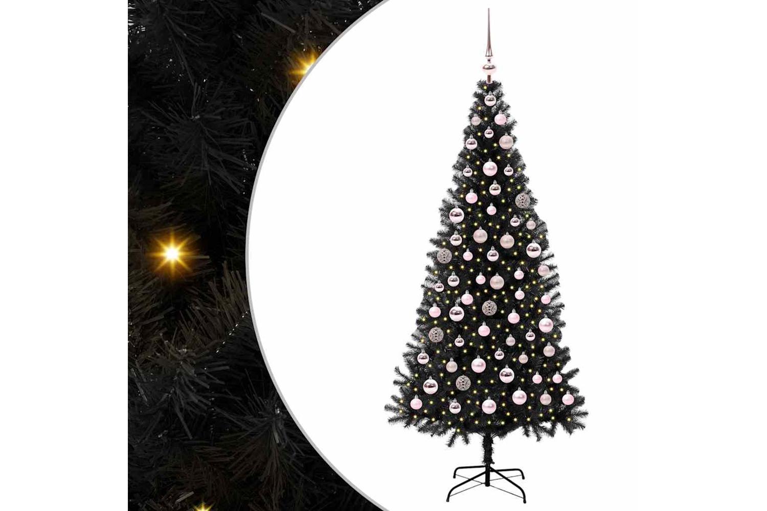 Vidaxl Christmas Tree With 300 Leds With Stand Black 180 Cm Pvc