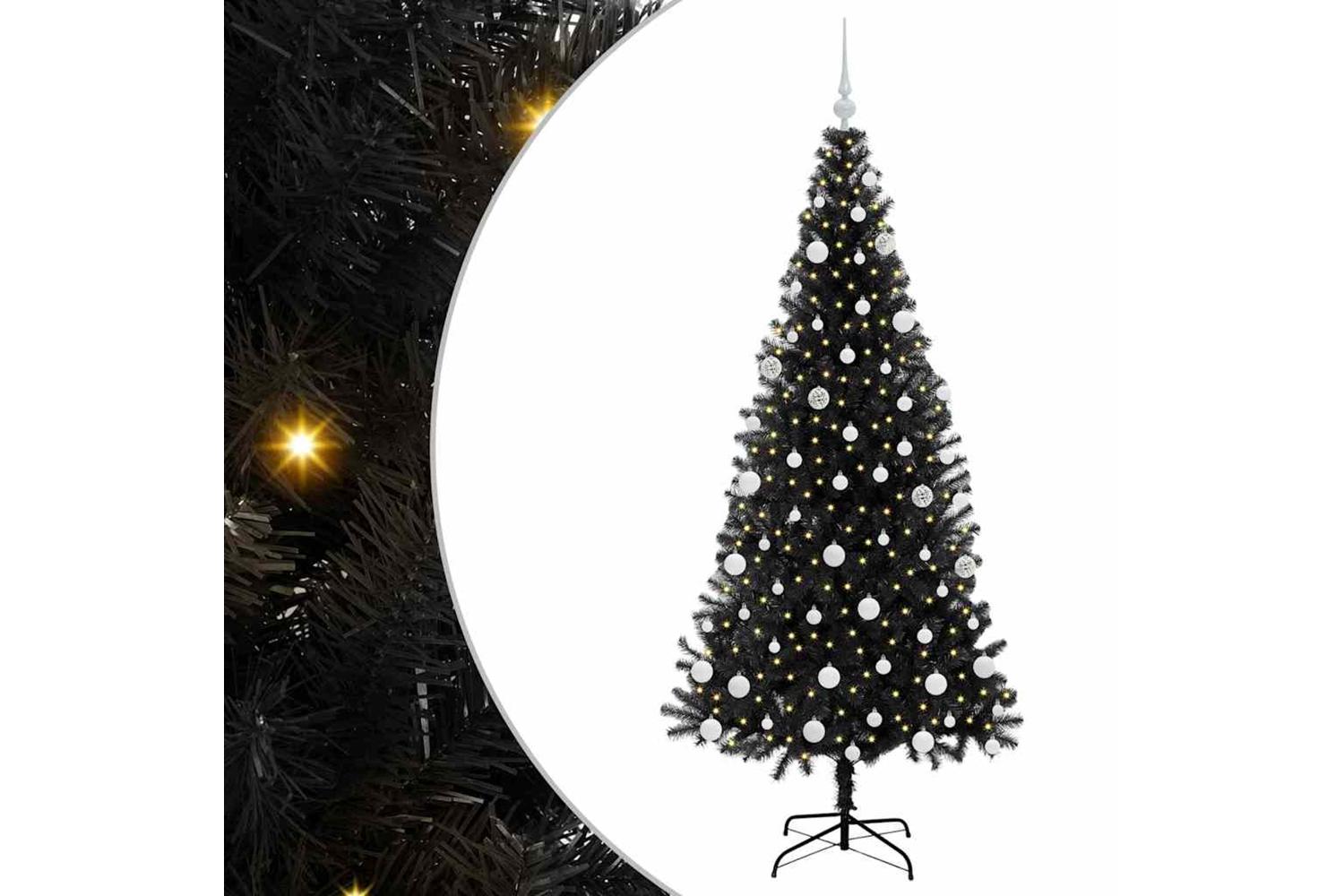 Vidaxl Christmas Tree With 300 Leds With Stand Black 180 Cm Pvc