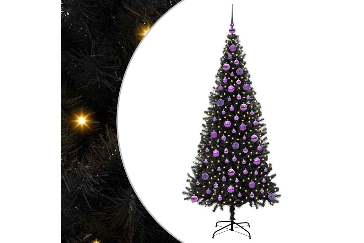 Vidaxl Christmas Tree With 300 Leds With Stand Black 180 Cm Pvc