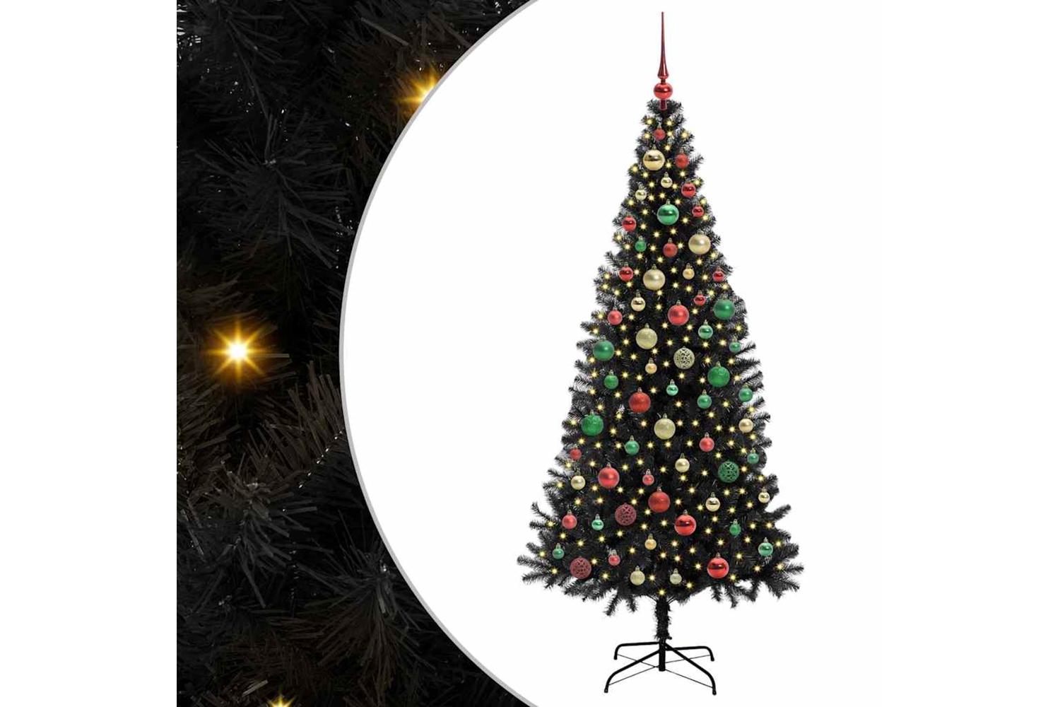 Vidaxl Christmas Tree With 300 Leds With Stand Black 180 Cm Pvc