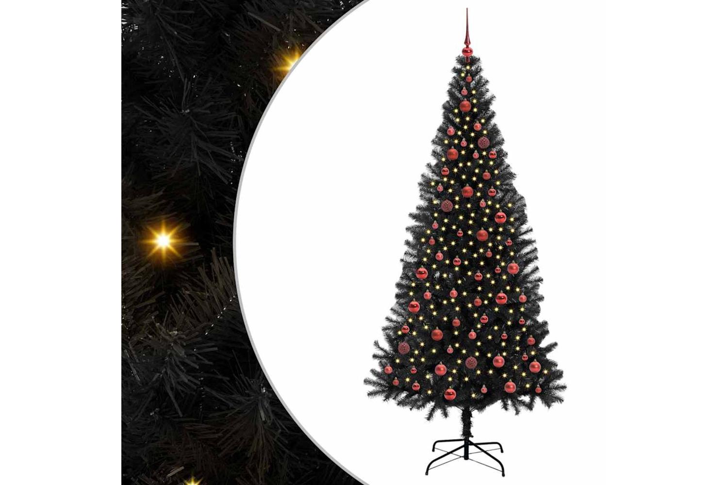 Vidaxl Christmas Tree With 300 Leds With Stand Black 210 Cm Pvc