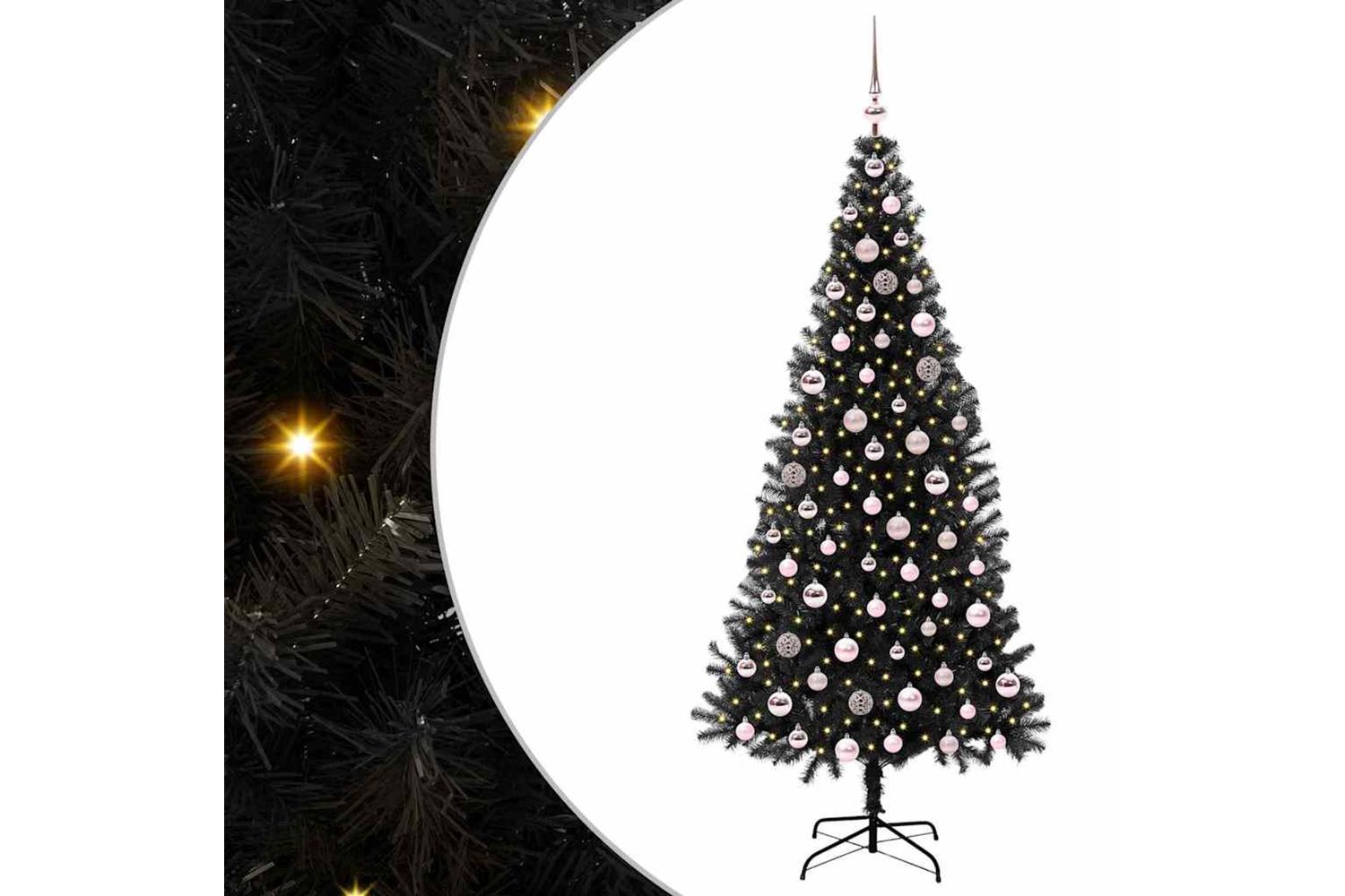Vidaxl Christmas Tree With 300 Leds With Stand Black 210 Cm Pvc