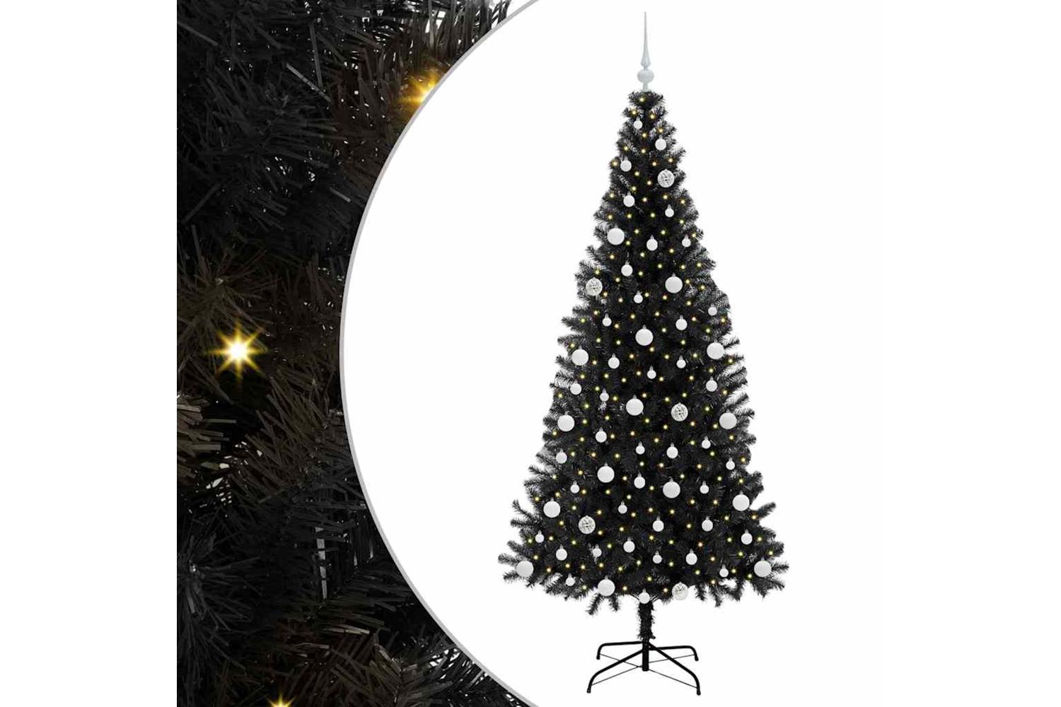 Vidaxl Christmas Tree With 300 Leds With Stand Black 210 Cm Pvc