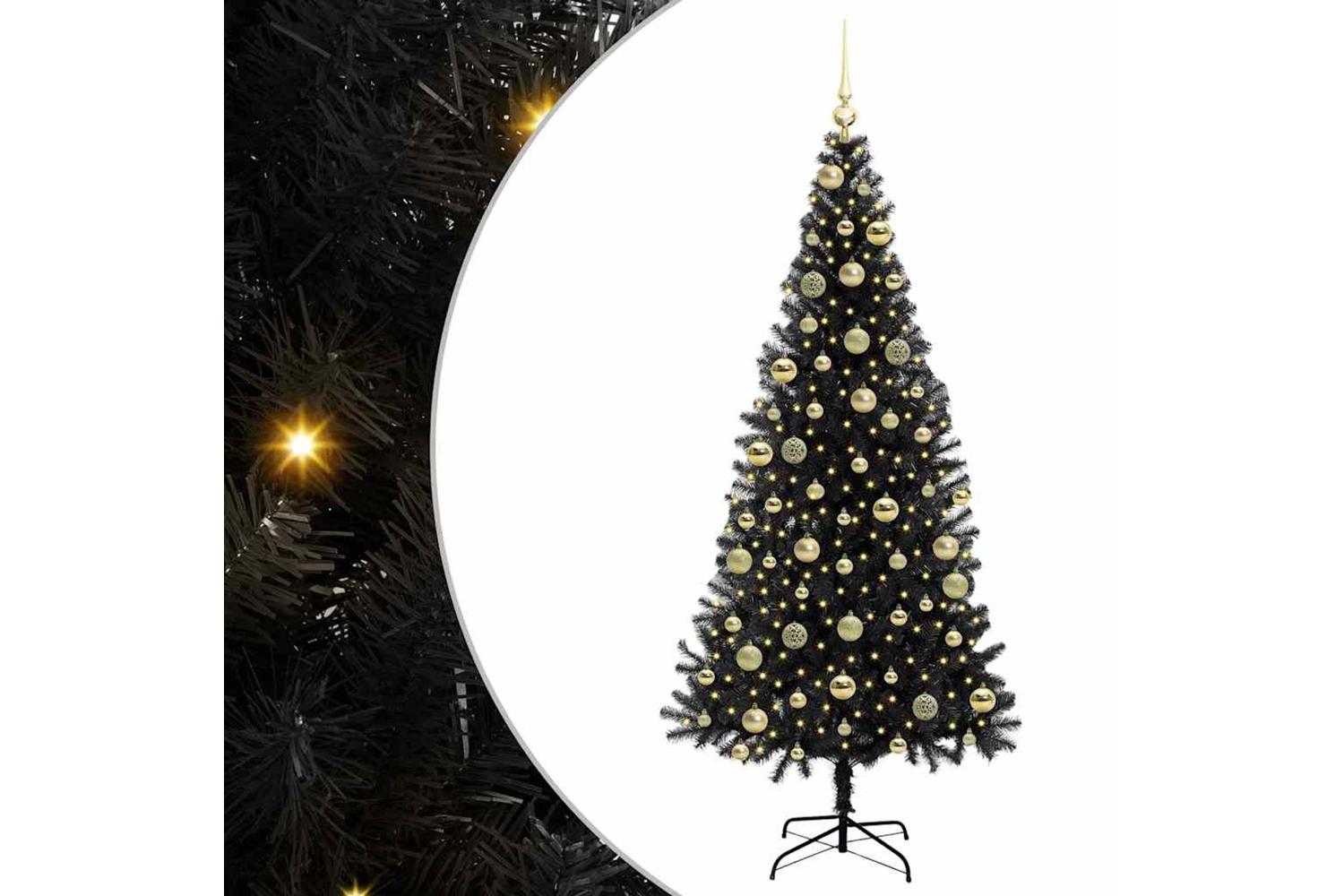 Vidaxl Christmas Tree With 300 Leds With Stand Black 210 Cm Pvc