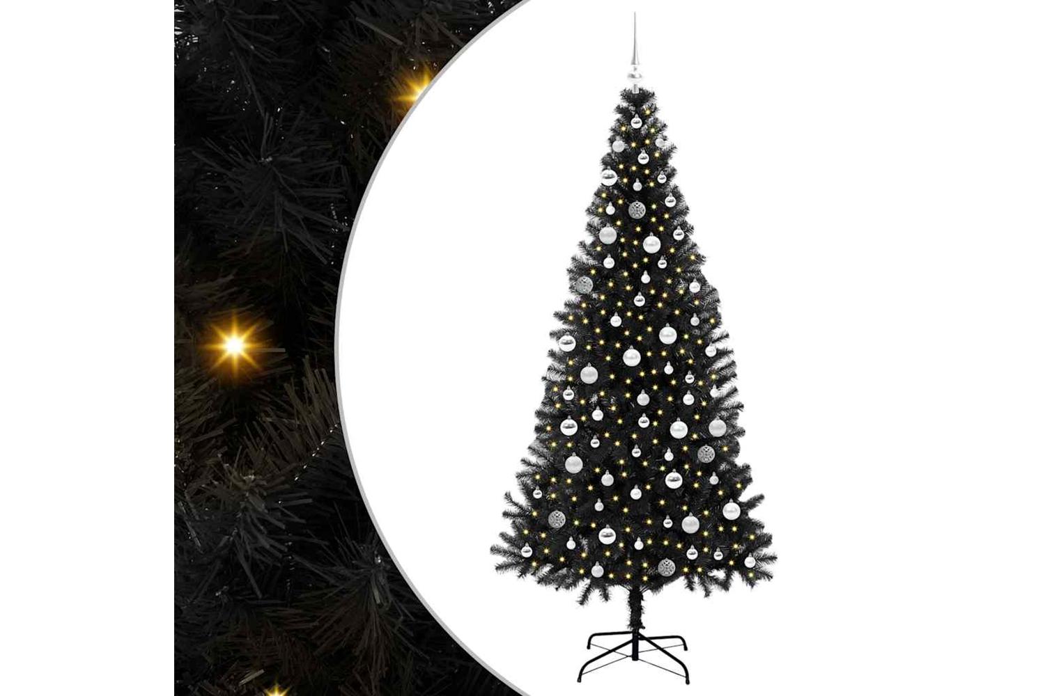 Vidaxl Christmas Tree With 300 Leds With Stand Black 210 Cm Pvc
