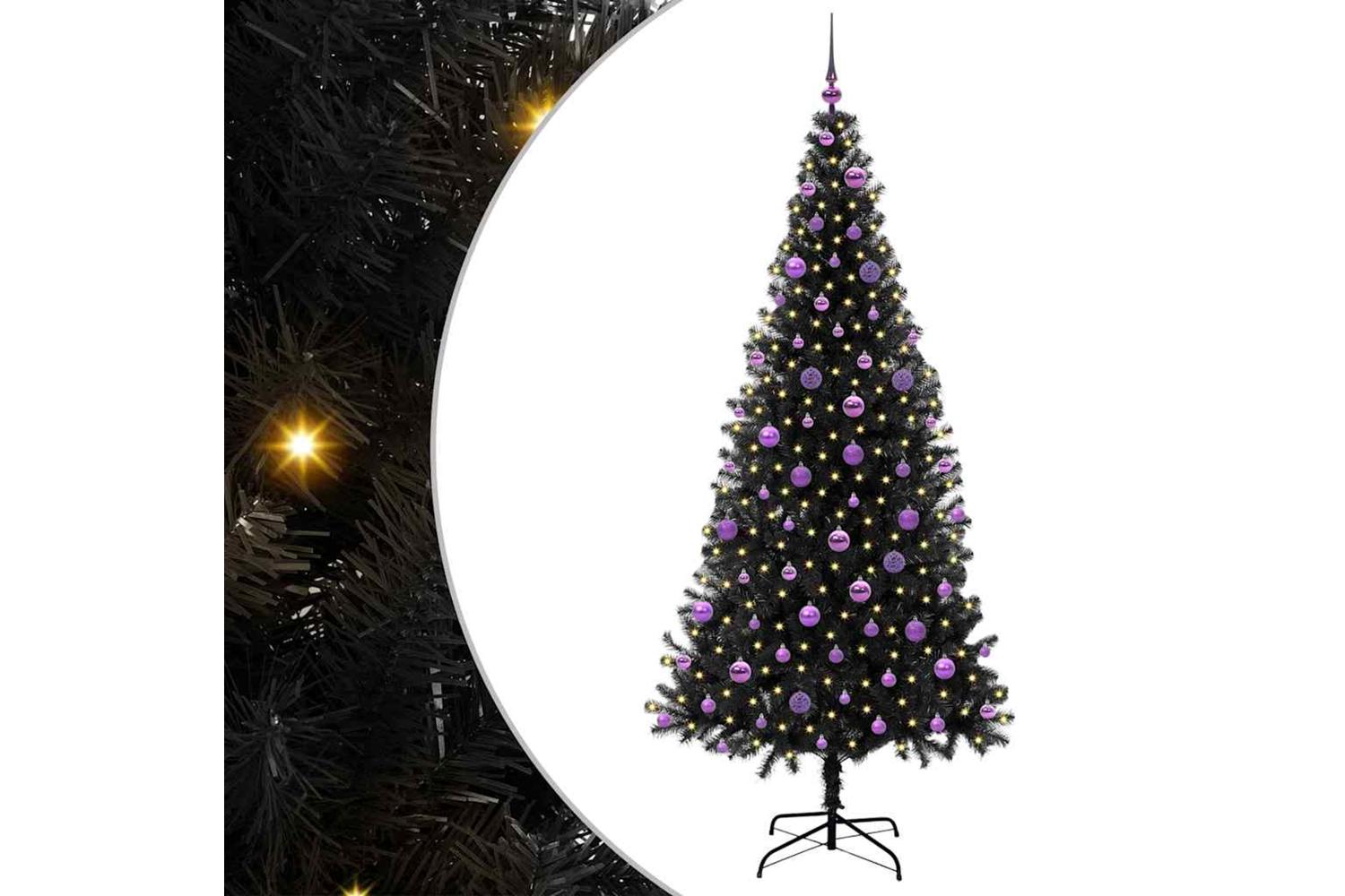 Vidaxl Christmas Tree With 300 Leds With Stand Black 210 Cm Pvc