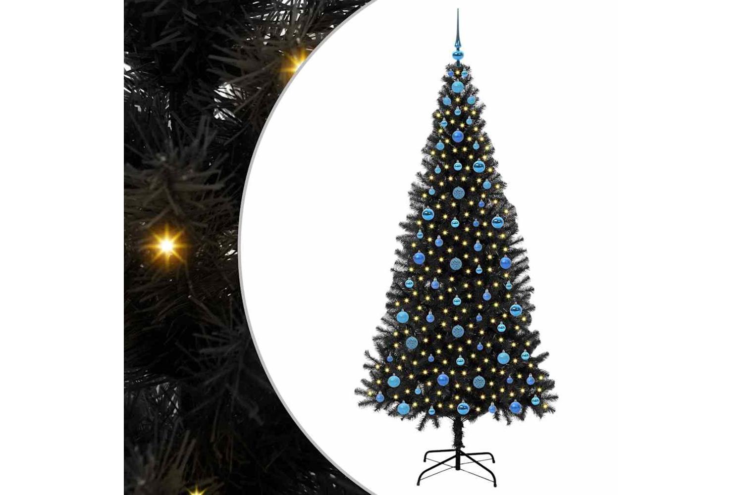 Vidaxl Christmas Tree With 300 Leds With Stand Black 210 Cm Pvc