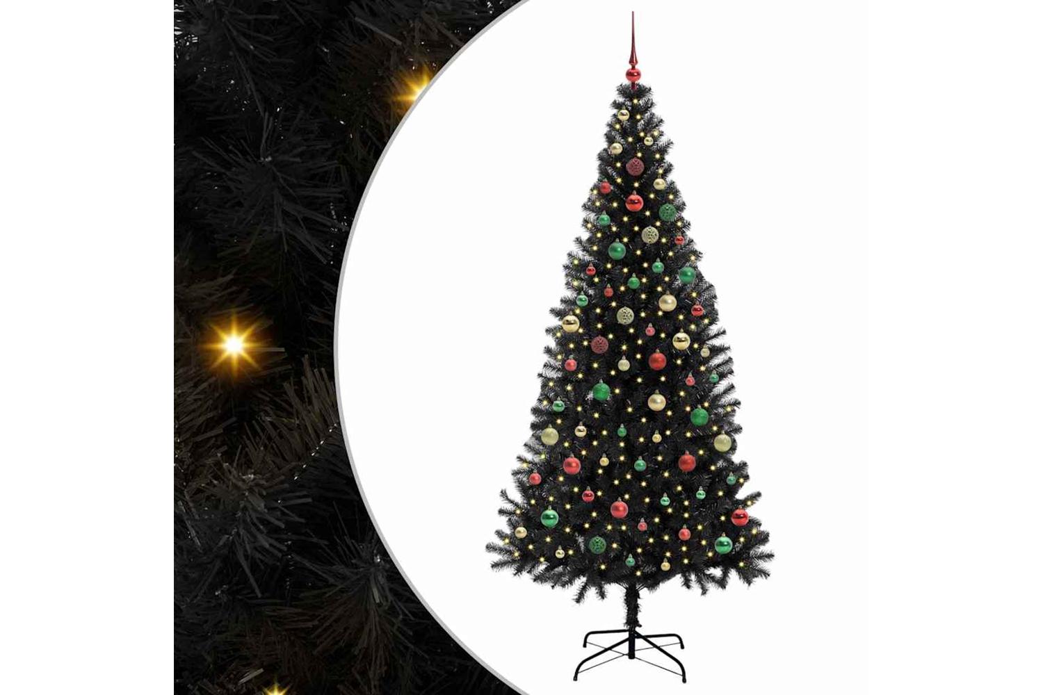 Vidaxl Christmas Tree With 300 Leds With Stand Black 210 Cm Pvc