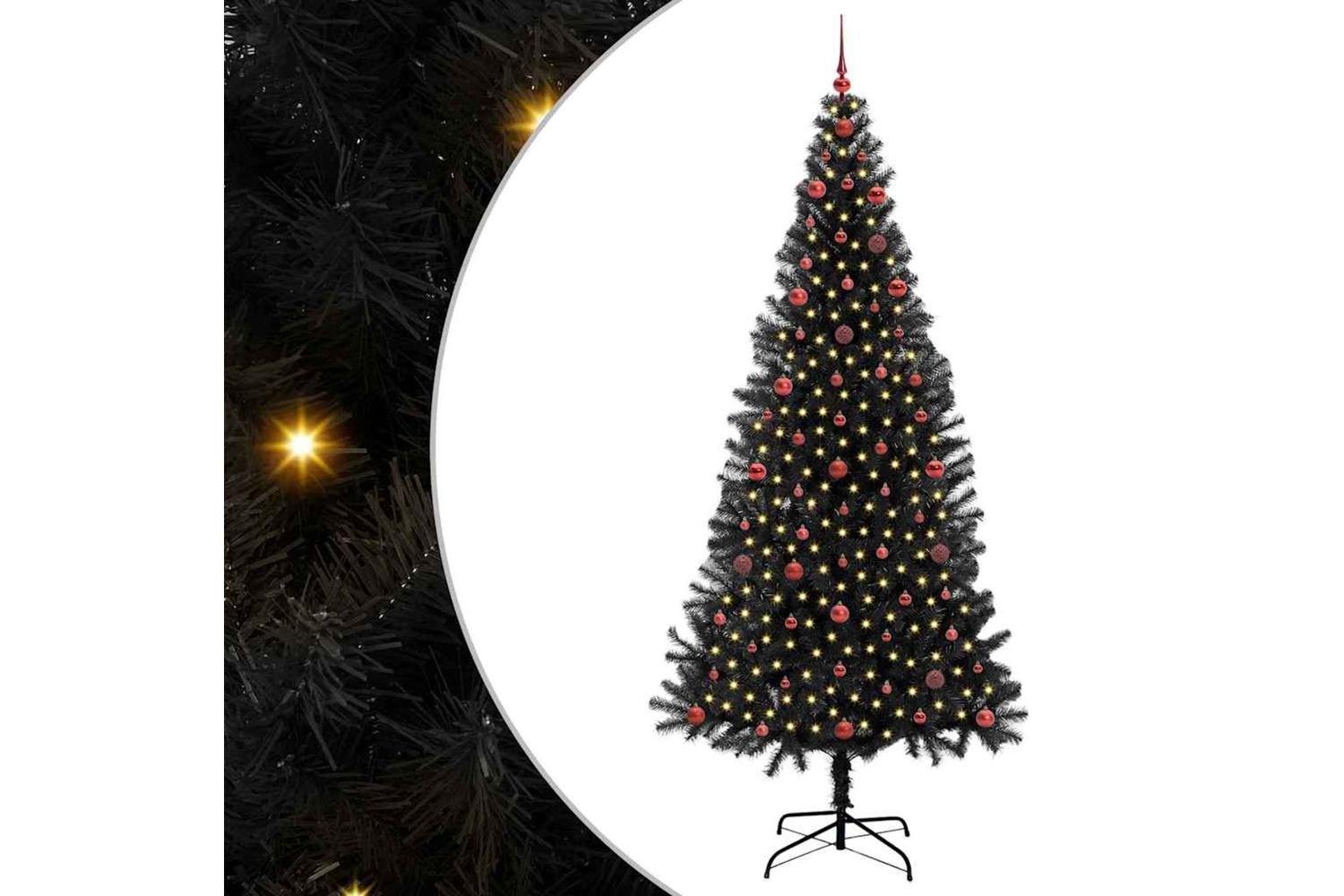 Vidaxl Christmas Tree With 300 Leds With Stand Black 240 Cm Pvc