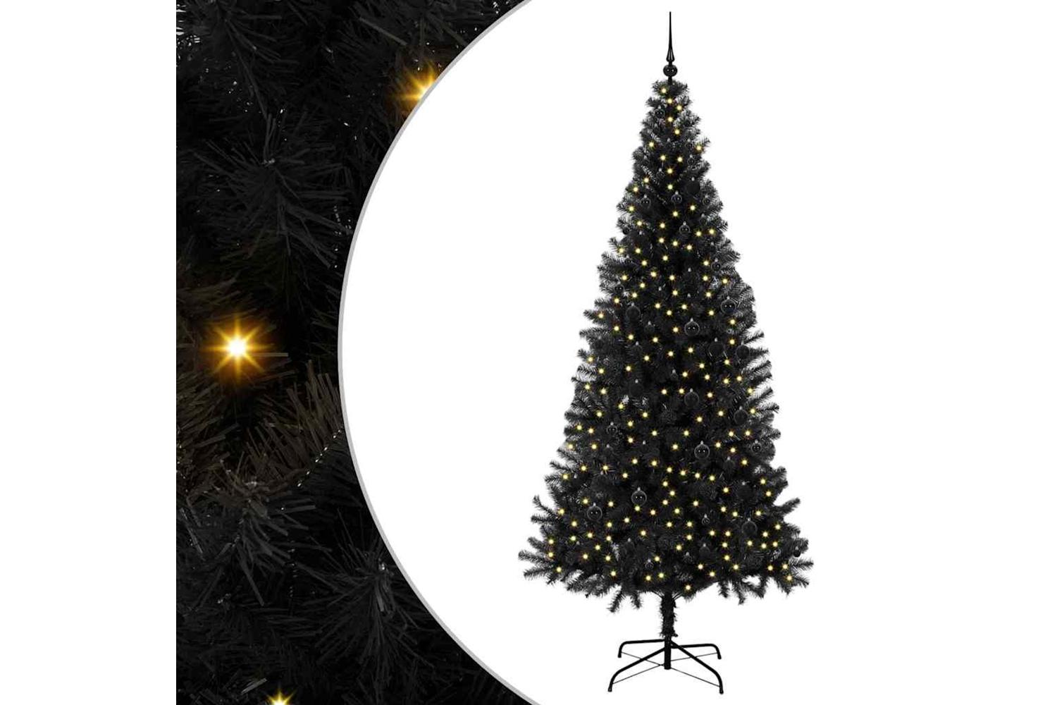 Vidaxl Christmas Tree With 300 Leds With Stand Black 240 Cm Pvc
