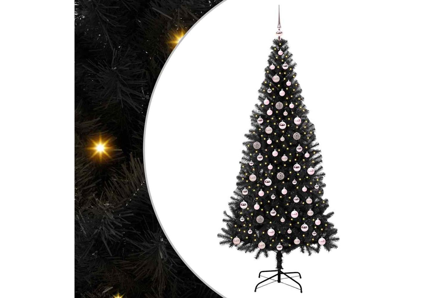 Vidaxl Christmas Tree With 300 Leds With Stand Black 240 Cm Pvc