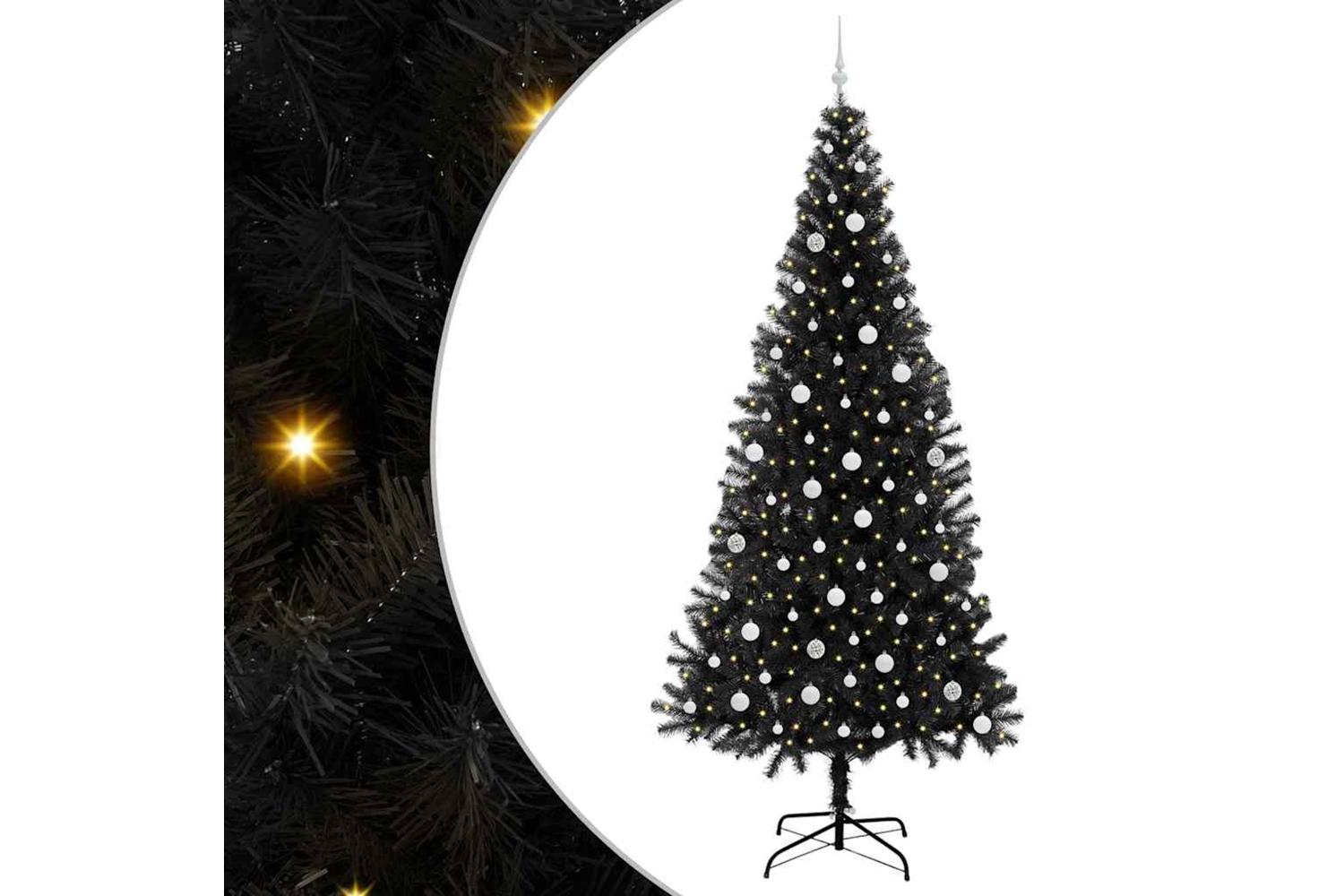Vidaxl Christmas Tree With 300 Leds With Stand Black 240 Cm Pvc