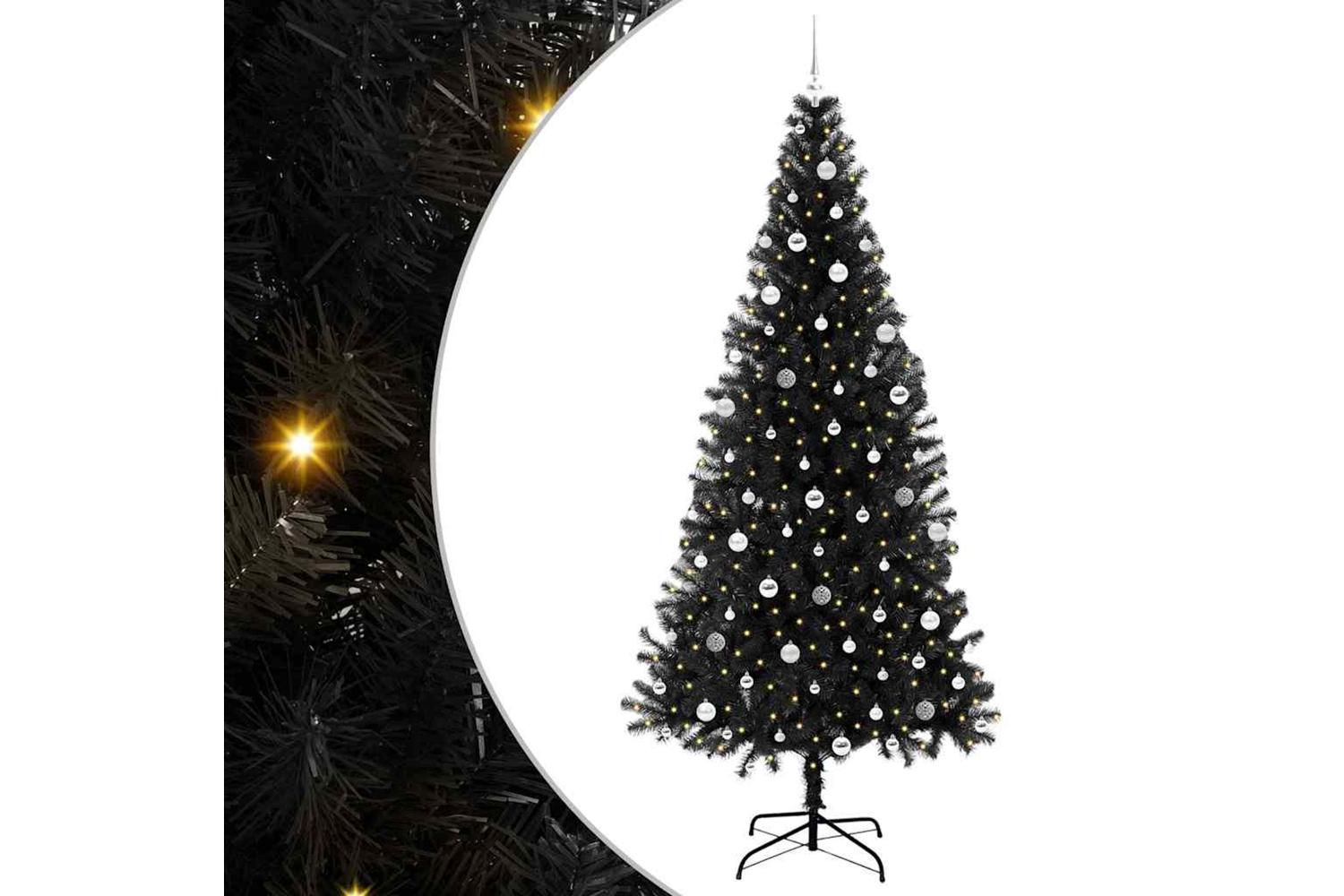Vidaxl Christmas Tree With 300 Leds With Stand Black 240 Cm Pvc