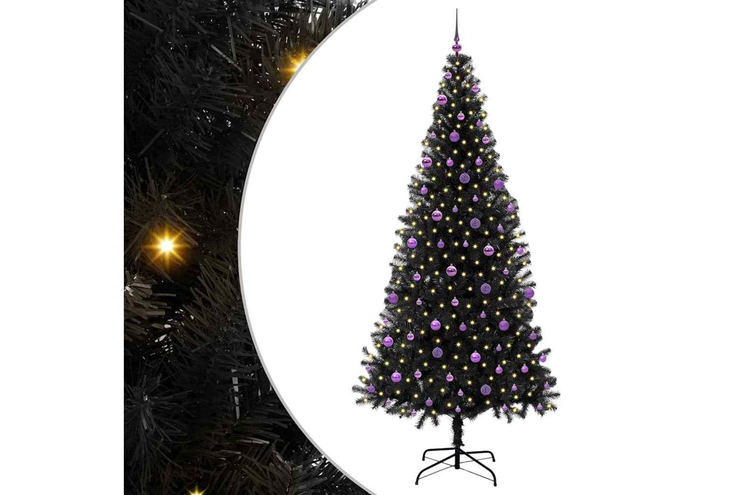 Vidaxl Christmas Tree With 300 Leds With Stand Black 240 Cm Pvc
