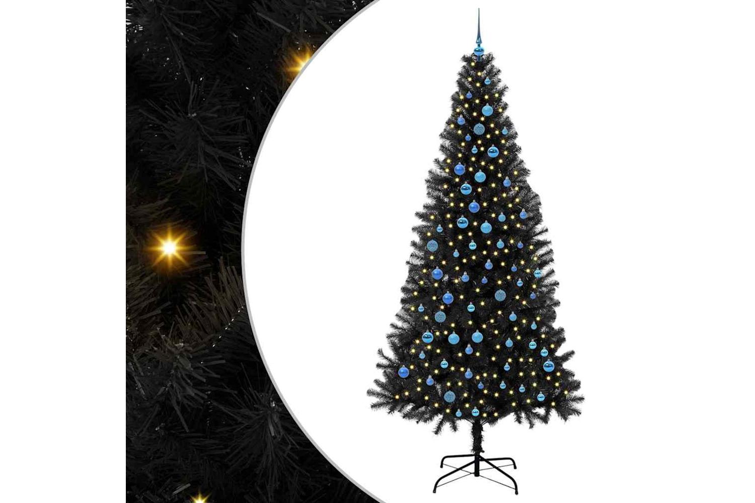 Vidaxl Christmas Tree With 300 Leds With Stand Black 240 Cm Pvc