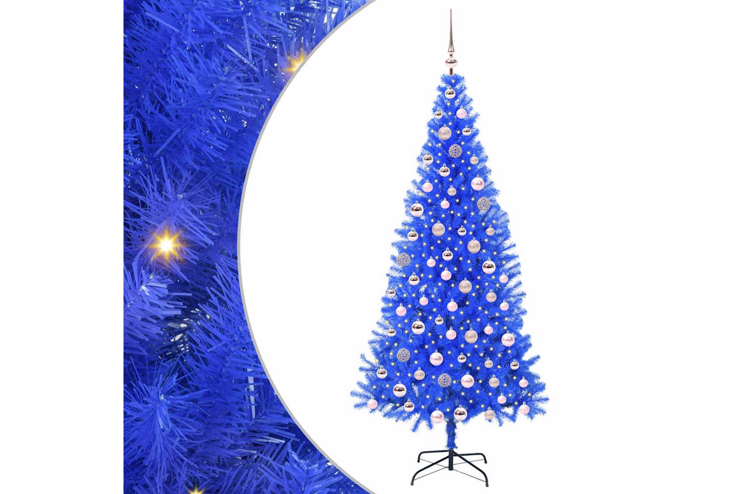 Vidaxl Christmas Tree With 300 Leds With Stand Blue 210 Cm Pvc